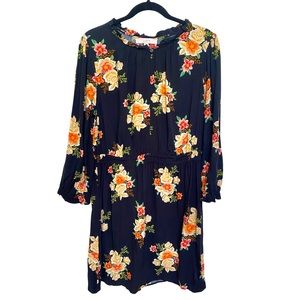 Ann Taylor LOFT Black Floral Dress